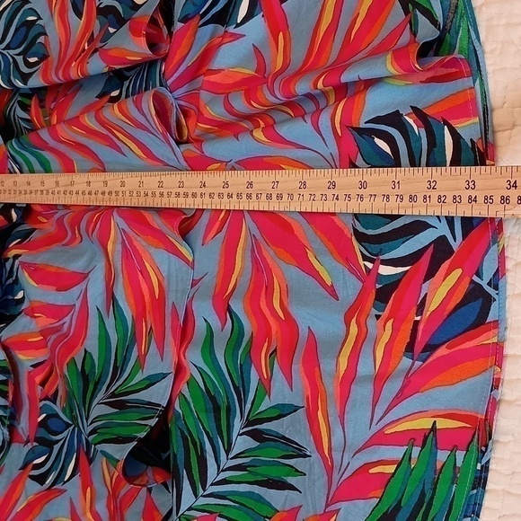 Tabitha Brown X Target 100% Cotton Tiered Tropical Print Skirt in Blue & Red-1X - Picture 5 of 8